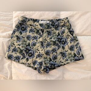 Altar'd State Blue and Cream Floral High Waist Shorts